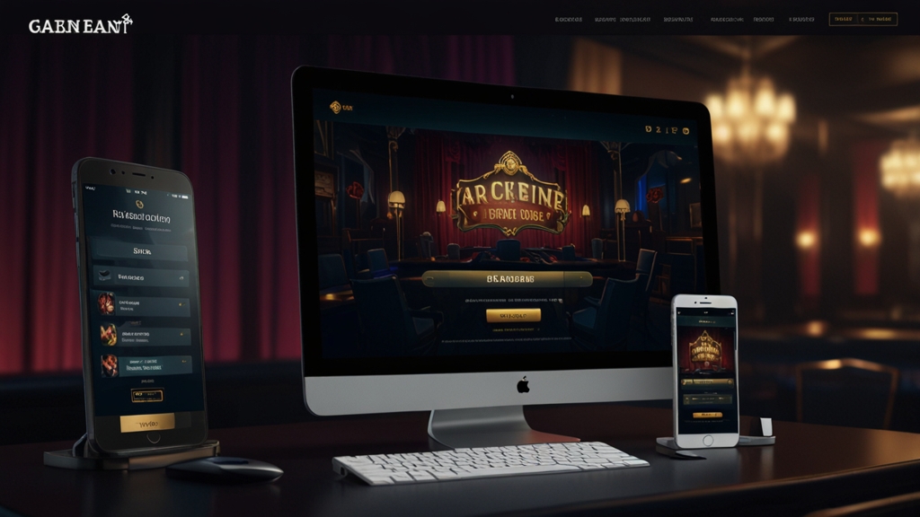 Laptop and phone showing a secure casino login screen in a dark setting